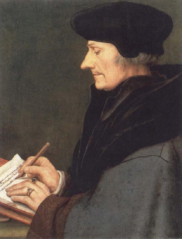 Hans holbein the younger Portrait of Erasmus of Rotterdam writing oil painting image